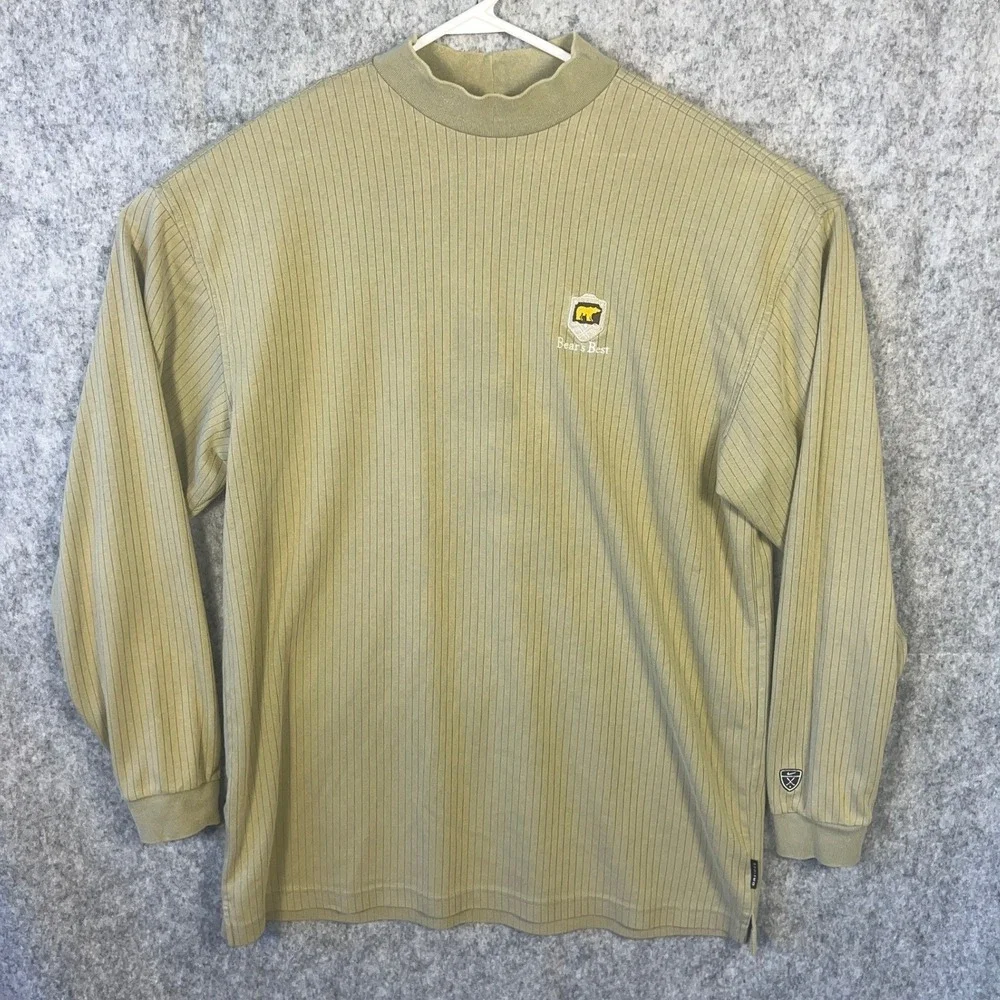 Nike Golf Dri-FIT Mock Neck Shirt Men's XXL Bears GC Best Long Sleeve Ribbed Tan
